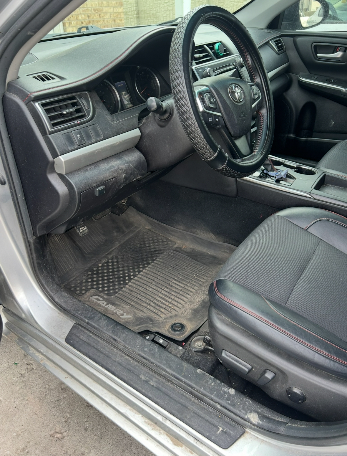 Dirty Toyota Camry interior with odors before commuter car steam cleaning auto interior cleaning in Ogden Utah